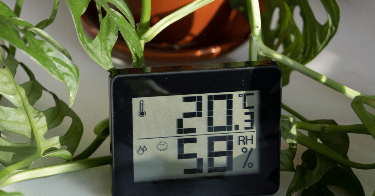 Humidity moisture meter display on desk